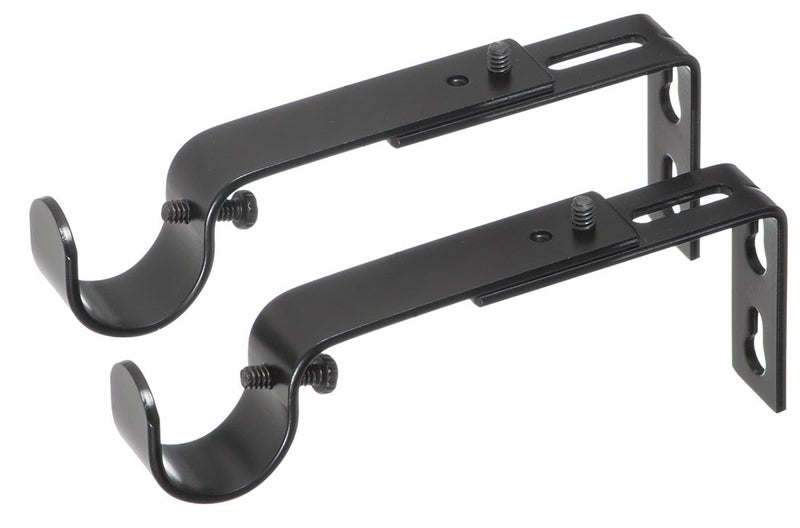 Ivilon Adjustable Brackets for Curtain Rods - for 7/8 or 1 Inch Rods. Set of 2 - Black - Image 2